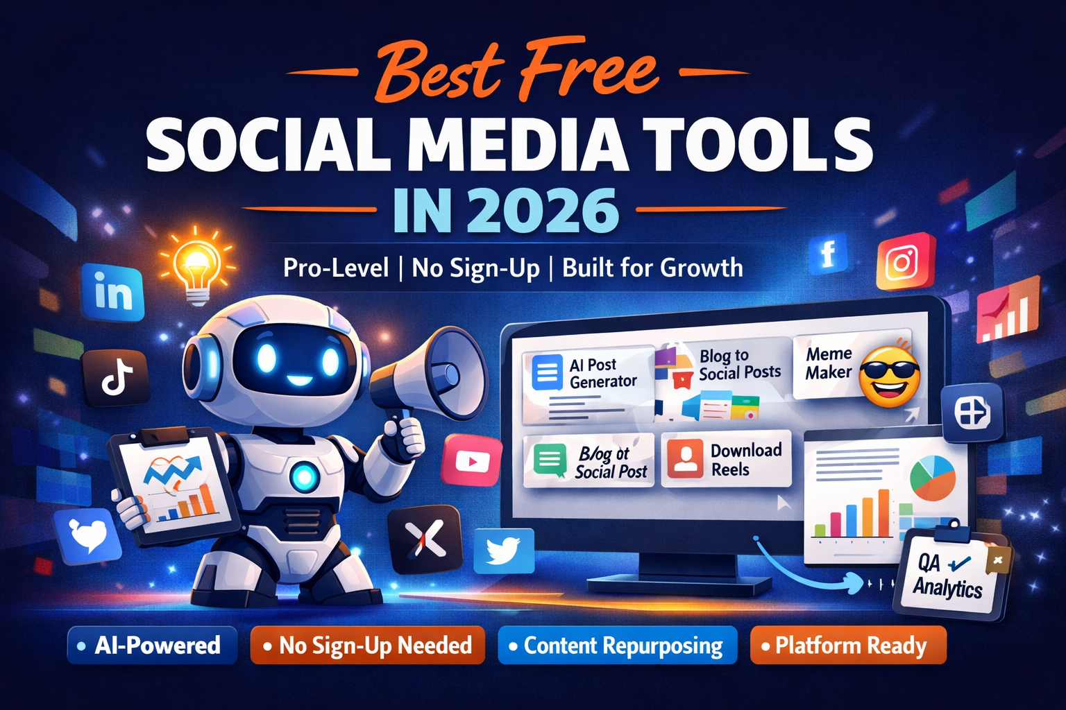 Best Free Social Media Tools in 2026 (Pro‑Level, No Sign‑Up, Built for Growth)